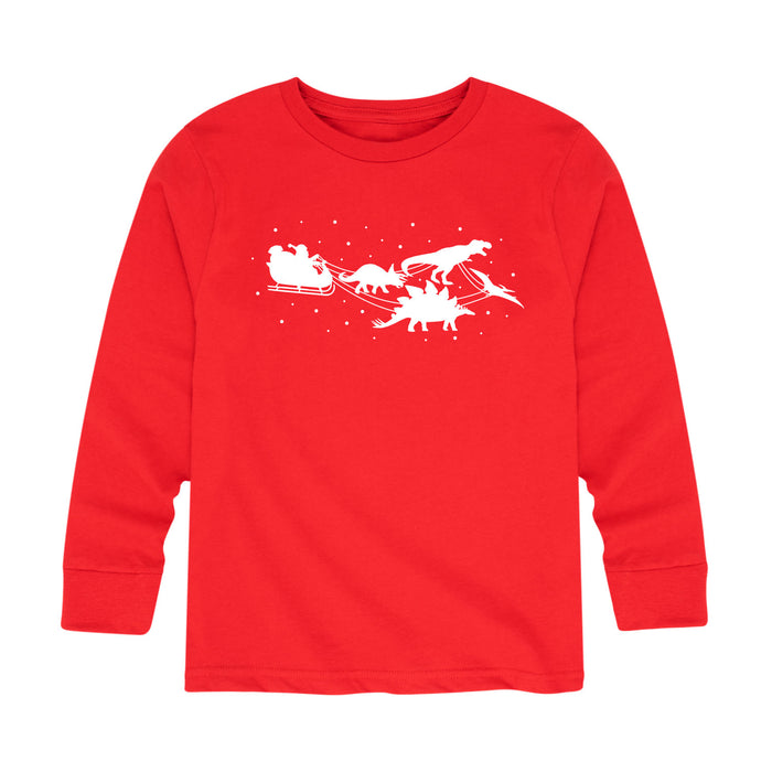 Dinosaur Sleigh - Toddler And Youth Long Sleeve Graphic T-Shirt