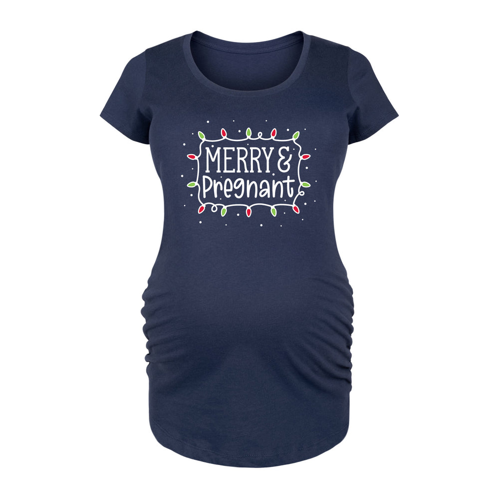 Merry And Pregnant - Women's Maternity Scoop Neck Graphic T-Shirt