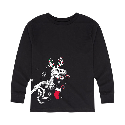 T Rex Christmas Skeleton - Toddler And Youth Long Sleeve Graphic T-Shirt