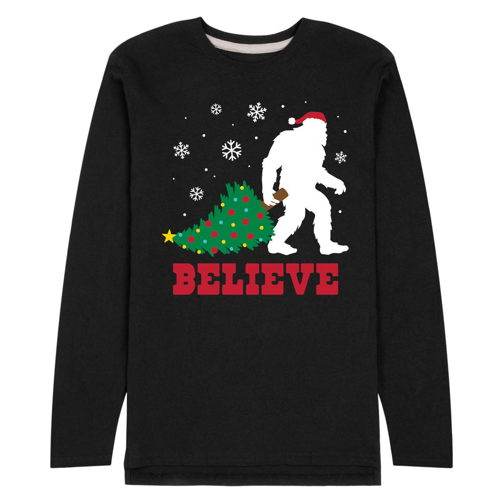 Sasquatch Believe Christmas Tree - Men's Long Sleeve Jersey T-Shirt