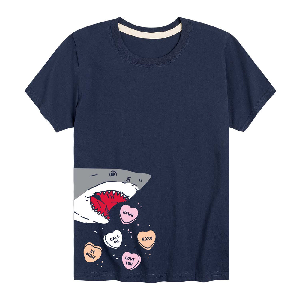 Conversation Hearts Shark - Toddler and Youth Short Sleeve Graphic T-Shirt
