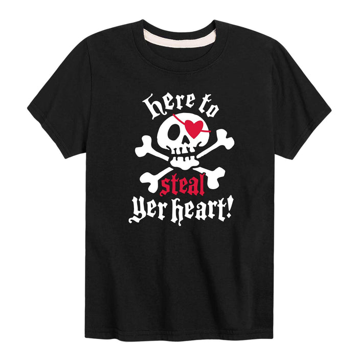 Here to Steal Yer Heart - Toddler and Youth Short Sleeve Graphic T-Shirt