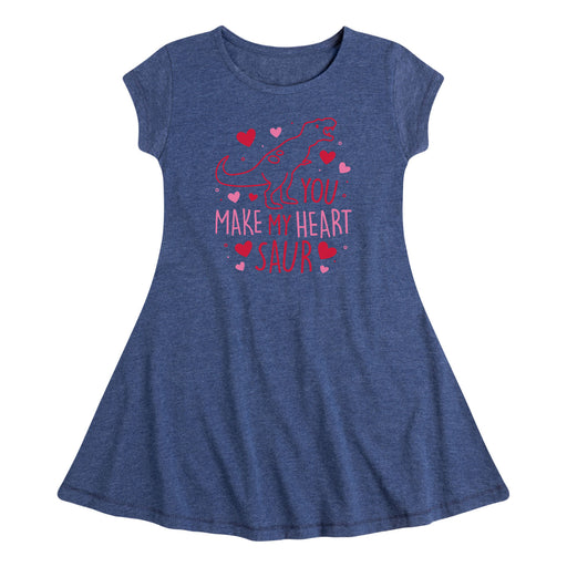 You Make My Heart Saur - Toddler & Youth Fit & Flare Dress