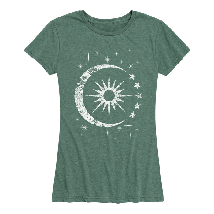 Celestial Sun Moon Scene - Women's Short Sleeve T-Shirt