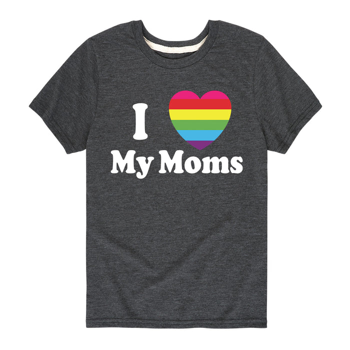 I (Heart, Rainbow Fill) My Moms - Youth & Toddler Short Sleeve T-Shirt