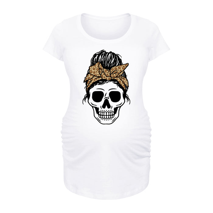 Leopard Bandana Skull - Maternity Short Sleeve T-Shirt
