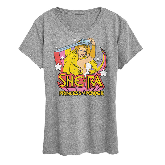 She-Ra Princess Of Power Rainbow Sword - Women's Short Sleeve Graphic T Shirt, He-Man Masters Of The Universe, Cartoon Comic Book Shirt