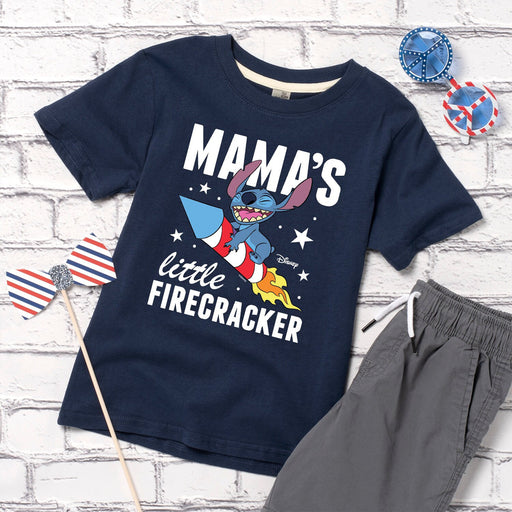Disney Lilo & Stitch Mama's Little Firecracker Americana Kid's Youth Short Sleeve Graphic T Shirt