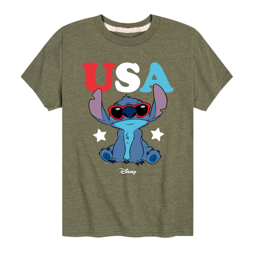 Disney Lilo & Stitch USA Kid's Youth Short Sleeve Americana Graphic T Shirt