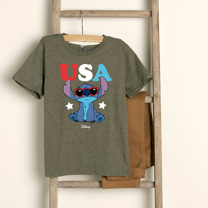 Disney Lilo & Stitch USA Kid's Youth Short Sleeve Americana Graphic T Shirt