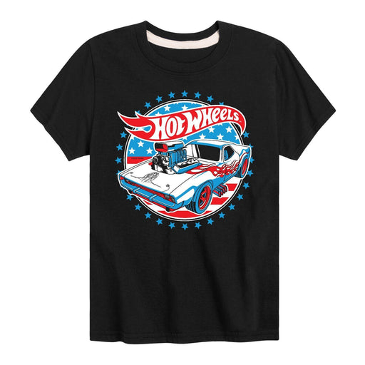 Hot Wheels Americana Stars And Stripes Car Circle Kid's Toddler & Youth Short Sleeve Graphic T Shirt